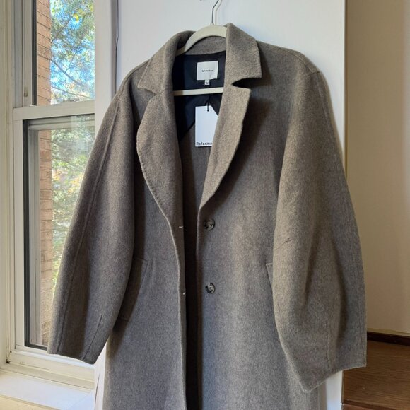 NWT Reformation Wyatt Wool Blend Double-Faced Coat in Stone Beige XS - Picture 4 of 16